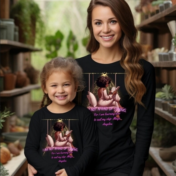 Maya A inspired black girl magic bookworm graphic long sleeve cotton that shirt. - Picture 7 of 9